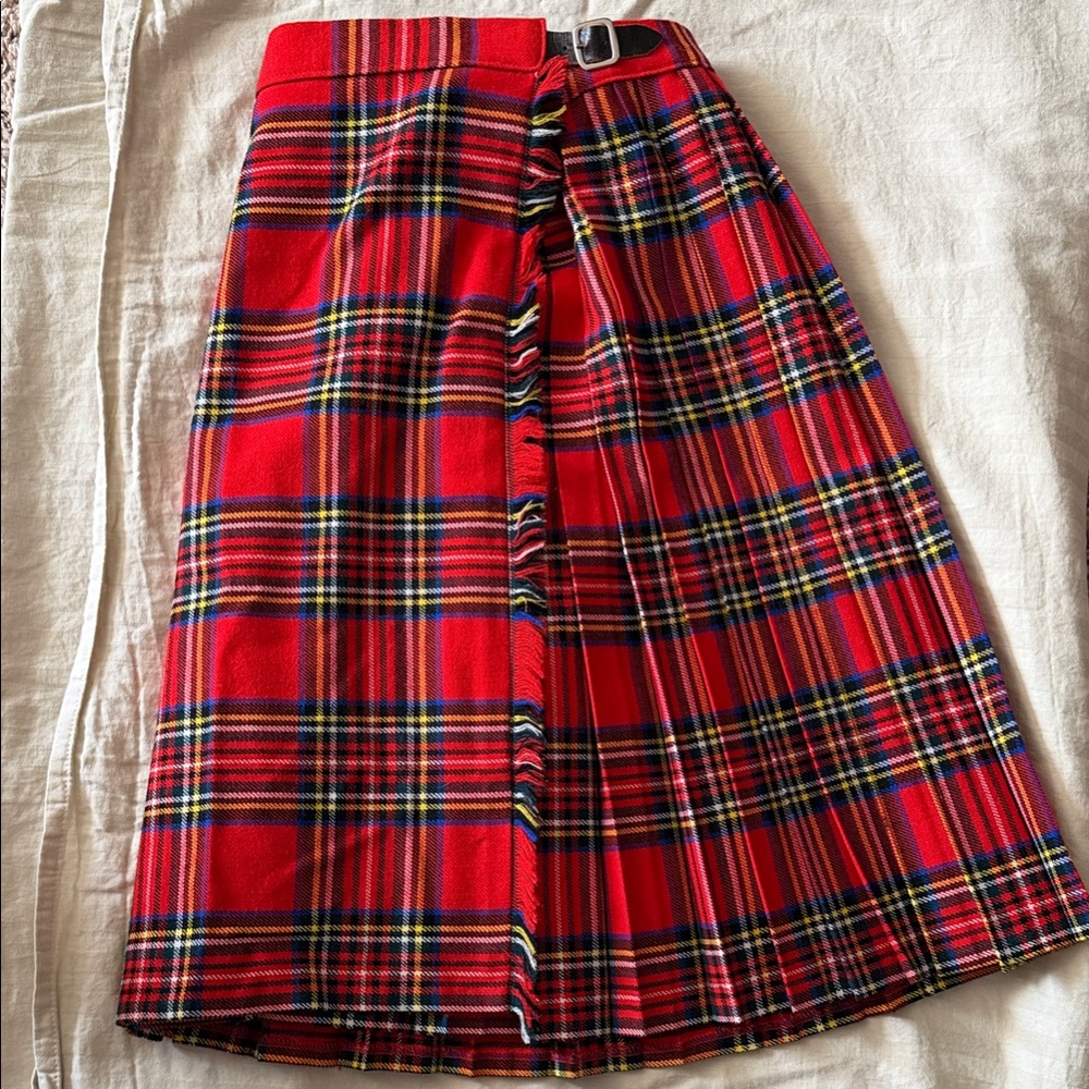 Pendleton Red Tartan Wrap Skirt with Buckle